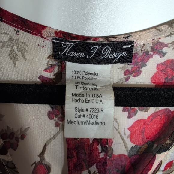 Floral Karen T Designs Red Floral Long Sleeve Gown for Wedding Guest - Picture 5 of 7